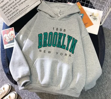 Spring and Autumn Winter New Fleece Loose Women's Hoodie Hot Selling Brooklyn Printed Couple Hoodie Sweatshirt Coat