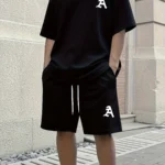 Solid Color Men's T-shirt Shorts Set Quick-dry Breathable Short Sleeved Tee Drawstring Shorts 2-piece Set New Men's Sports Suit