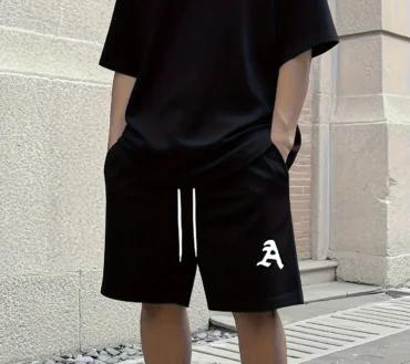 Solid Color Men's T-shirt Shorts Set Quick-dry Breathable Short Sleeved Tee Drawstring Shorts 2-piece Set New Men's Sports Suit