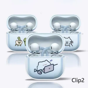 New Funny Transparent Earphone Case For Huawei Free Clip 2 Cover Shockproof Headphone Soft TPU Shell For freeClip With Lanyard