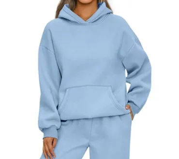 Autumn Winter Casual Sports hoodie Sweatshirt Solid-color long-sleeve Women's Fashion Loose hoodie Women's tops pullover