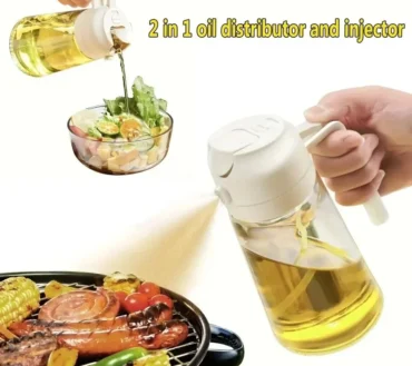 2in1 500ml Plastic Spray Oil Sprayer Bottle Spray Oil Dispenser Oil Jar Cruet BBQ Kitchen Baking Roasting Picnic Kitchen Tool