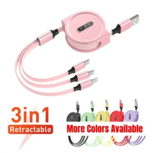 Retractable 3 In 1 Usb Cable for iPhone & Micro USB & Type C Cable Fast Charging Portable Cable Lighting Usb for Xiaomi Samsung
