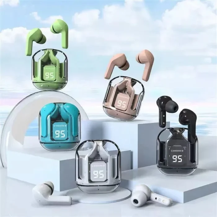 T2 Wireless Bluetooth Earphone Transparent HIFI Headphones LED Power Digital Display Stereo Sound Earphones for Phone ﻿