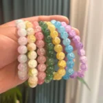 New10mm Glossy Multiple Colors Glass Round Crackle Beads Bracelets for Women Temperament Jewelry Accessories Girlfriend's Gifts