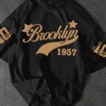 American style new summer men's 1957 letter print comfortable and breathable round neck T-shirt outdoor street style top