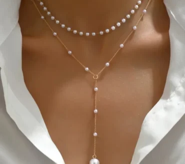 Charm Trendy Double-deck Imitation Pearl Beaded Long Pendant Necklaces for Women Temperament Summer Beach Jewelry Accessories
