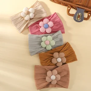 1Pc Baby Lace Headscarf Astique Suitable Newborn Girl Flower Headband Elastic Hairband Turban Soft Toddler Hair Accessories