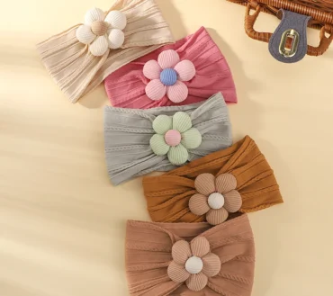 1Pc Baby Lace Headscarf Astique Suitable Newborn Girl Flower Headband Elastic Hairband Turban Soft Toddler Hair Accessories