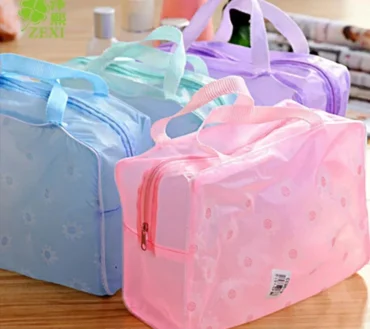 Translucent Handbag Organizer Makeup Travel Cosmetic Bag Waterproof PVC Toiletry Kits Bathroom Storage Wash Bag Daisy Handbag