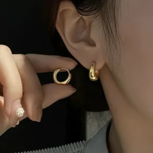 Korea Temperament Stainless Steel Geometric Teardrop-shaped Smooth Surface Hoop Earring for Women Men Trendy Jewelry Accessories