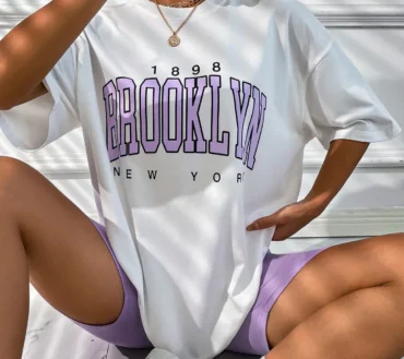 Vintage 1898 Brooklyn New York Womens T-Shirts Oversize American Short Sleeve Casual Clothing Street Woman Tops