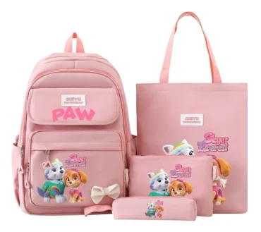 4pcs Paw Patrol Backpack Harajuku Kawaii Skye Pink School Bag Large Capacity Water-repellent Fashion Girls Knapsack Kids Gift