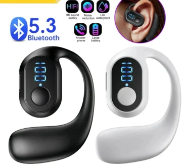Bluetooth 5.3 Headphone Ear Hook Wireless Earphone LED Display HD Calling Mic Surround Sound Earbud HiFi Stereo Gaming Headset