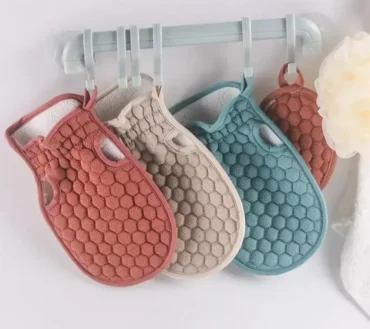 Bath Body Shower Gloves Skin Exfoliating Massage Mitt Lattice Particles Washcloth Body Scrubber Glove Bath for Showering