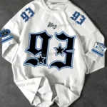 2025 NEW Man O-Neck Sportwear Racing Football Tee Mens KING NO.93 Printed Short Sleeve T Shirt Vintage Casual Tops Men Clothes