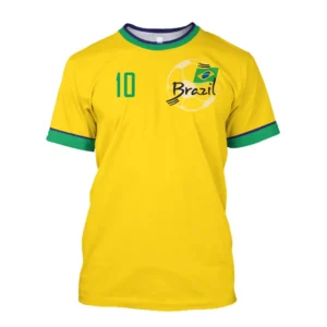 Brazil Jersey Men's T-shirt Brazilian Flag Selection Football Team Shirt O-Neck Oversized Short Sleeve Men's Clothing Top