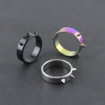 1PC Gothic Punk Stainless Steel Ring Self-defense Metal 3 Thorn Spiked Emergency Defense Ring Rock Hip Hop Student Rings