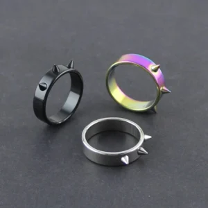 1PC Gothic Punk Stainless Steel Ring Self-defense Metal 3 Thorn Spiked Emergency Defense Ring Rock Hip Hop Student Rings