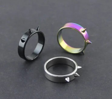 1PC Gothic Punk Stainless Steel Ring Self-defense Metal 3 Thorn Spiked Emergency Defense Ring Rock Hip Hop Student Rings