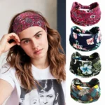 Wide Headwrap Headbands Summer Knoted Elastic Yoga Sport Print Turban Bandage Non-Slip Hair Band For Girls Hair Accessories