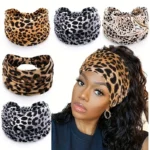 Wide Headbands Women Knotted Turban Headband Elastic Non Slip Hairbands Boho Head Wraps Workout Leopard Yoga Hair Scarfs