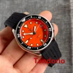 37mm 200M Diving NH35A Ceramic Bezel 120 Click Sapphire Glass Luminous Auto Orange Dial Men Watch 3.8 Crown